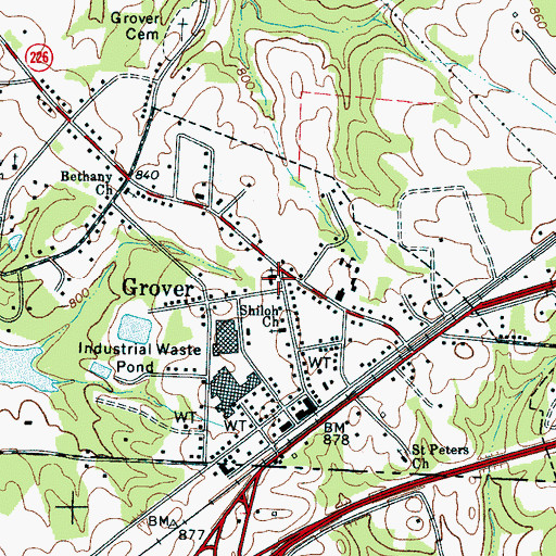 Topographic Map of State Line First Baptist Church, NC