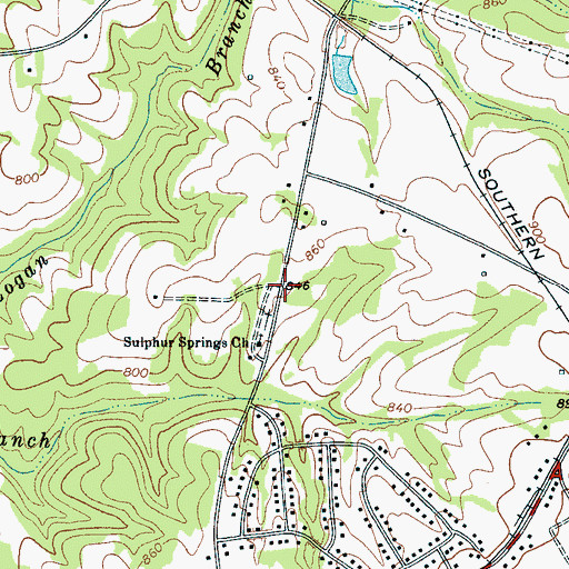 Topographic Map of Sulphur Springs, NC
