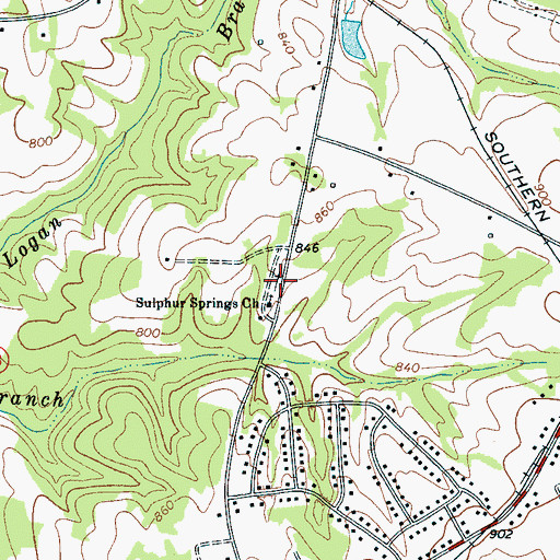 Topographic Map of Sulphur Springs Cemetery, NC