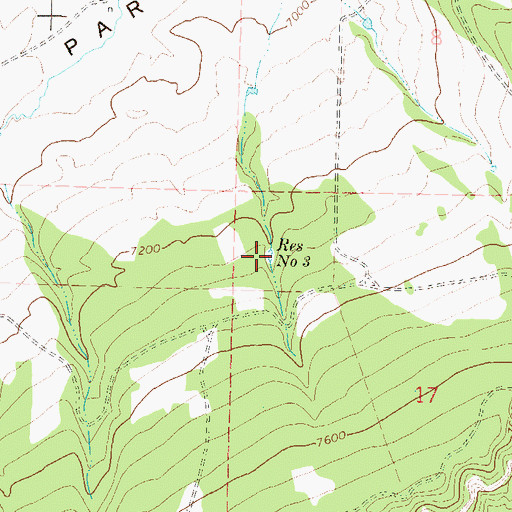 Topographic Map of Reservoir Number Three, CO