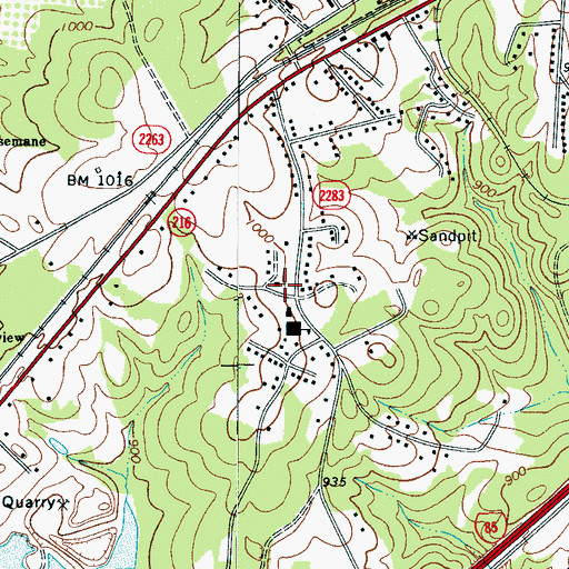 Topographic Map of Mount Olive Church, NC