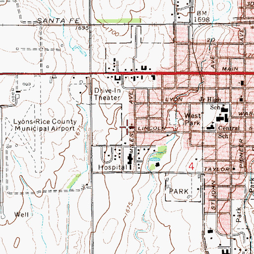 Topographic Map of Grace Lutheran Church, KS