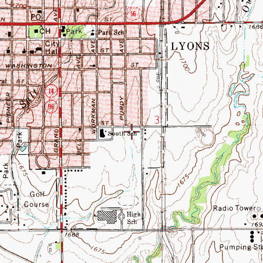 Topographic Map of First Baptist Church, KS
