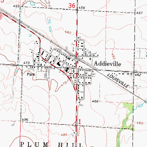Topographic Map of Addieville Cemetery, IL