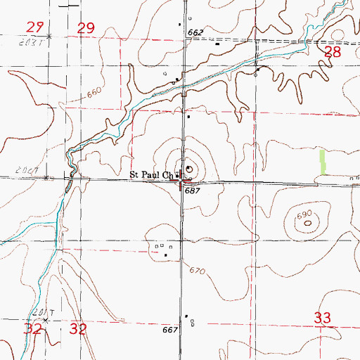 Topographic Map of Saint Paul Cemetery, IL