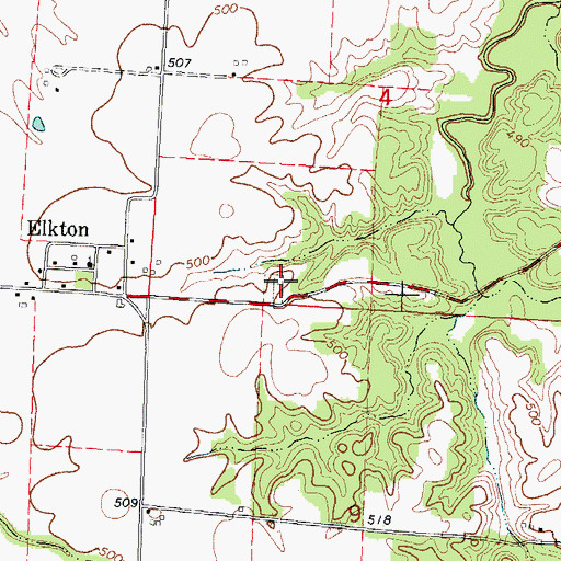 Topographic Map of Elkhorn Cemetery, IL