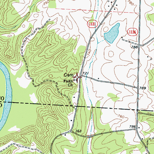 Topographic Map of Faith Cemetery, NC