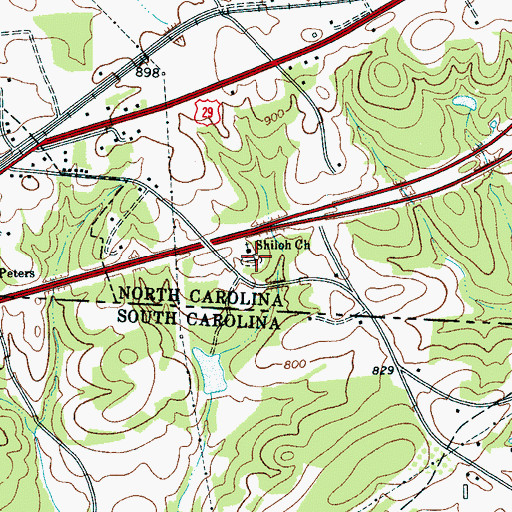 Topographic Map of Shiloh Cemetery, NC