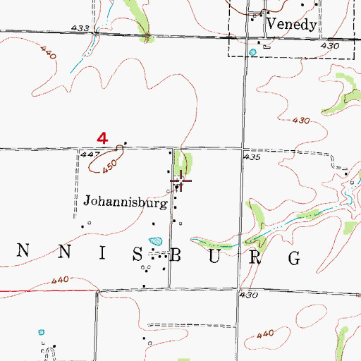 Topographic Map of Saint Johns Evangelical Cemetery, IL