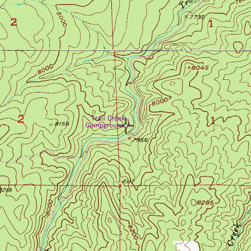 Topographic Map of Trail Creek Campground, CO