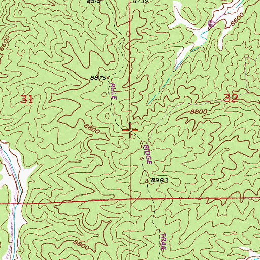 Topographic Map of Rule Ridge Trail, CO