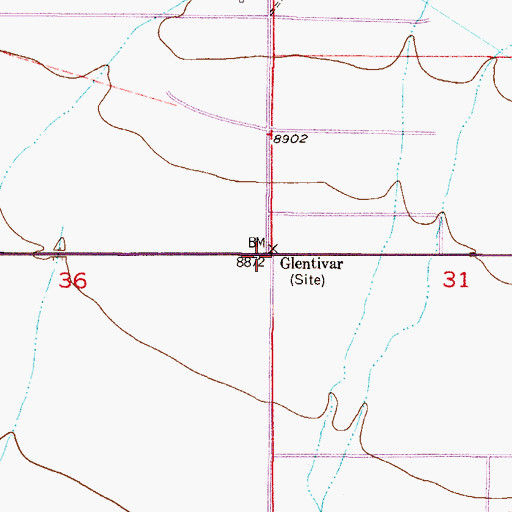 Topographic Map of Glentivar, CO