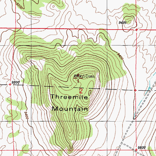 Topographic Map of Threemile Mountain, CO