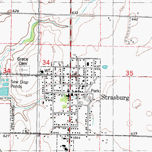 Topographic Map of Strasburg United Methodist Church, IL