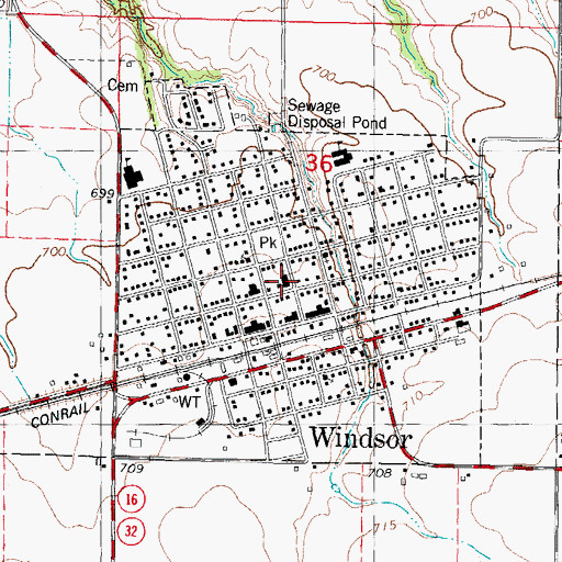 Topographic Map of Windsor Christian Church, IL