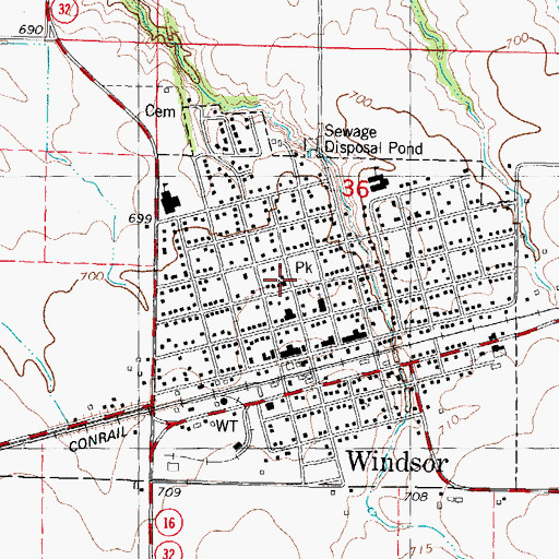 Topographic Map of Windsor United Methodist Church, IL