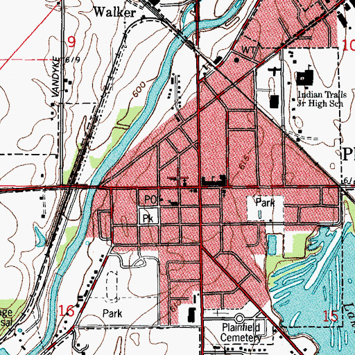 Topographic Map of Plainfield Public Library, IL