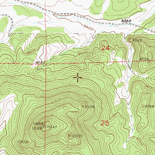 Topographic Map of Indian Mountain Ski Area, CO