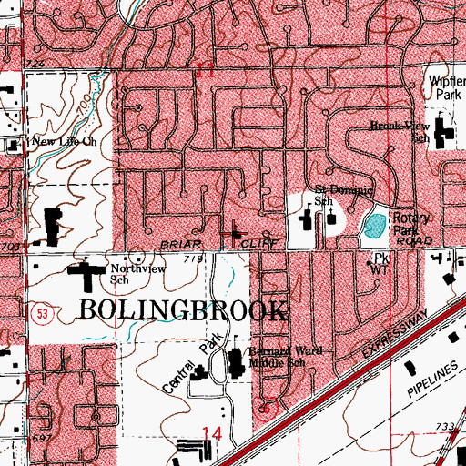 Topographic Map of First Baptist Church, IL