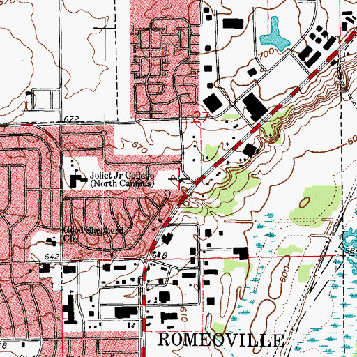 Topographic Map of First Baptist Church, IL