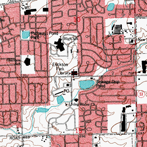 Topographic Map of Fountaindale Public Library, IL