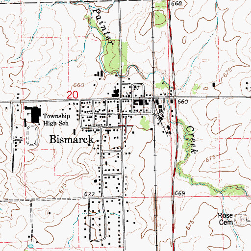 Topographic Map of Bismarck United Methodist Church, IL