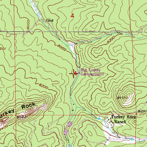 Topographic Map of Big Turkey Campground, CO