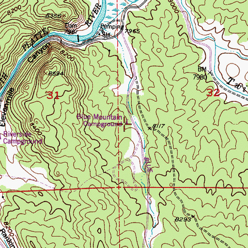 Topographic Map of Blue Mountain Campground, CO