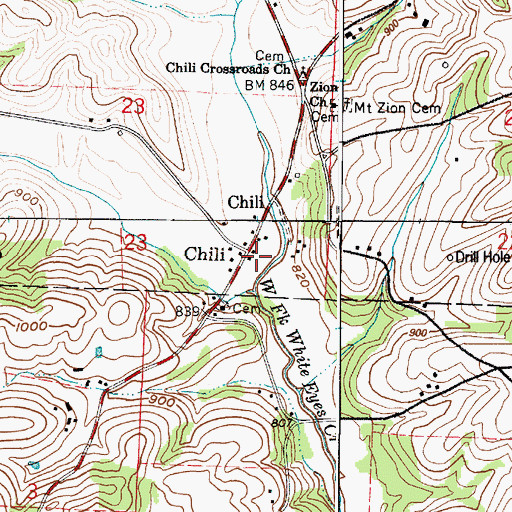 Topographic Map of Chili Post Office (historical), OH
