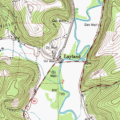 Topographic Map of Layland Post Office (historical), OH