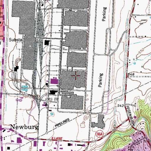 Topographic Map of Louisville/Jefferson County metro government (balance), KY