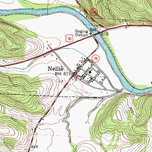 Topographic Map of Nellie Post Office (historical), OH