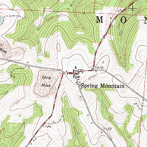 Topographic Map of Spring Mountain Post Office (historical), OH