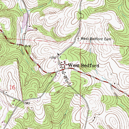 Topographic Map of West Bedford Post Office (historical), OH