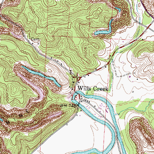 Topographic Map of Will's Creek Post Office (historical), OH