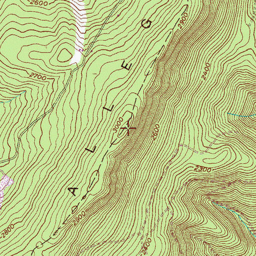 Topographic Map of Allegheny Wildlife Management Area, WV