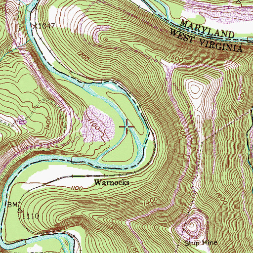 Topographic Map of North Branch Potomac State Fish Management Area, MD