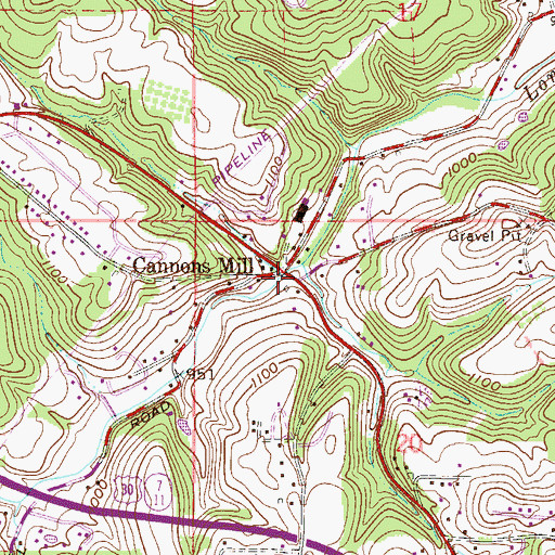 Topographic Map of Cannons Mill Post Office (historical), OH