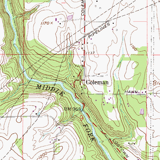 Topographic Map of Colman Post Office (historical), OH