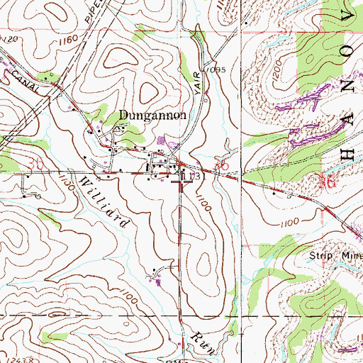 Topographic Map of Dungannon Post Office (historical), OH