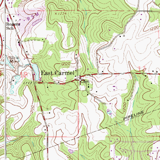 Topographic Map of East Carmel Post Office (historical), OH