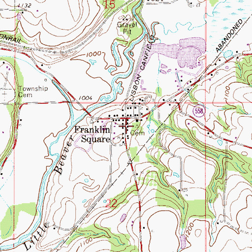 Topographic Map of Franklin Square Post Office (historical), OH