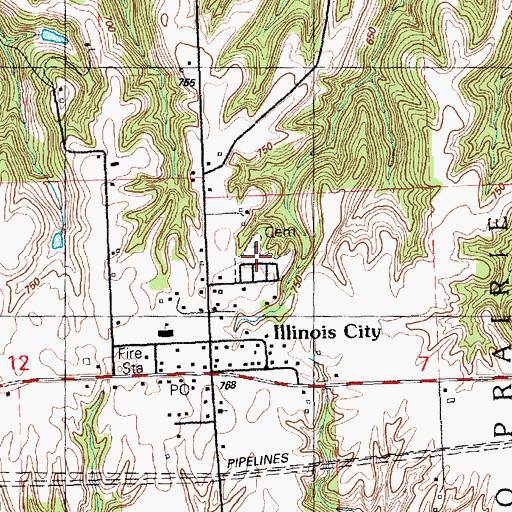 Topographic Map of Illinois City Cemetery, IL