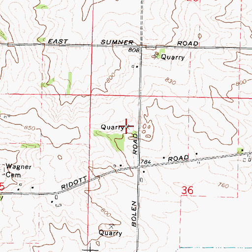Topographic Map of Bolen Quarry, IL