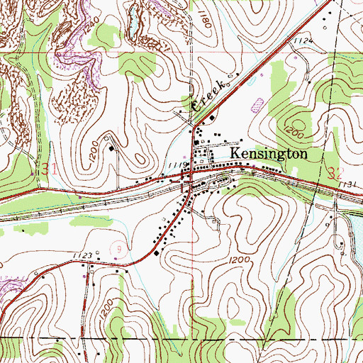 Topographic Map of Kensington Post Office, OH