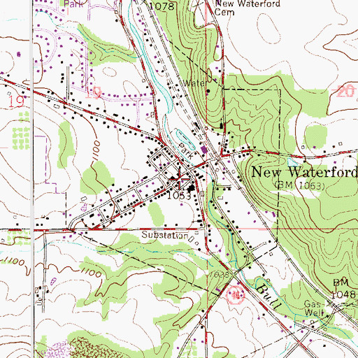 Topographic Map of New Waterford Post Office, OH