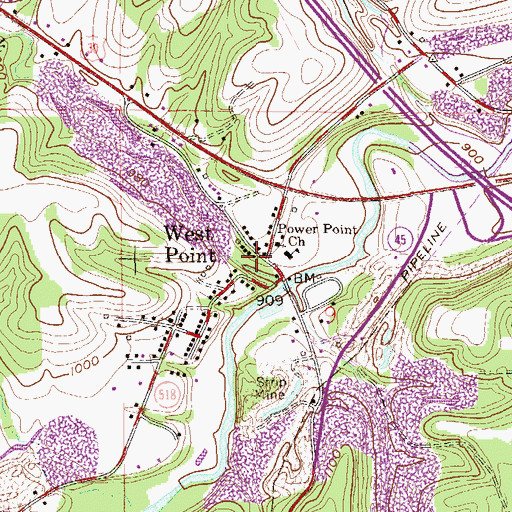 Topographic Map of West Point Post Office, OH