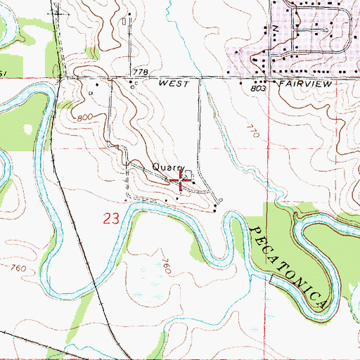 Topographic Map of Oppold Quarry, IL