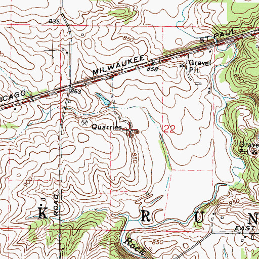 Topographic Map of Rock City Quarry, IL