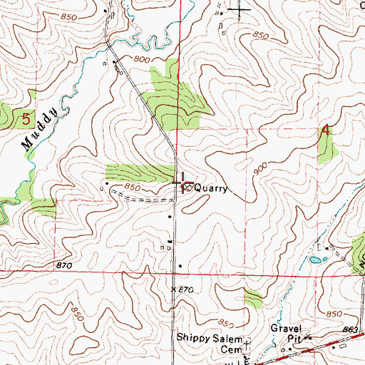 Topographic Map of Wagner Quarry, IL